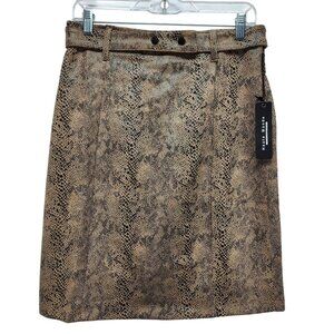 Haute Monde Womens Snake Print Faux Suede Mini Skirt Belt Loops Size L